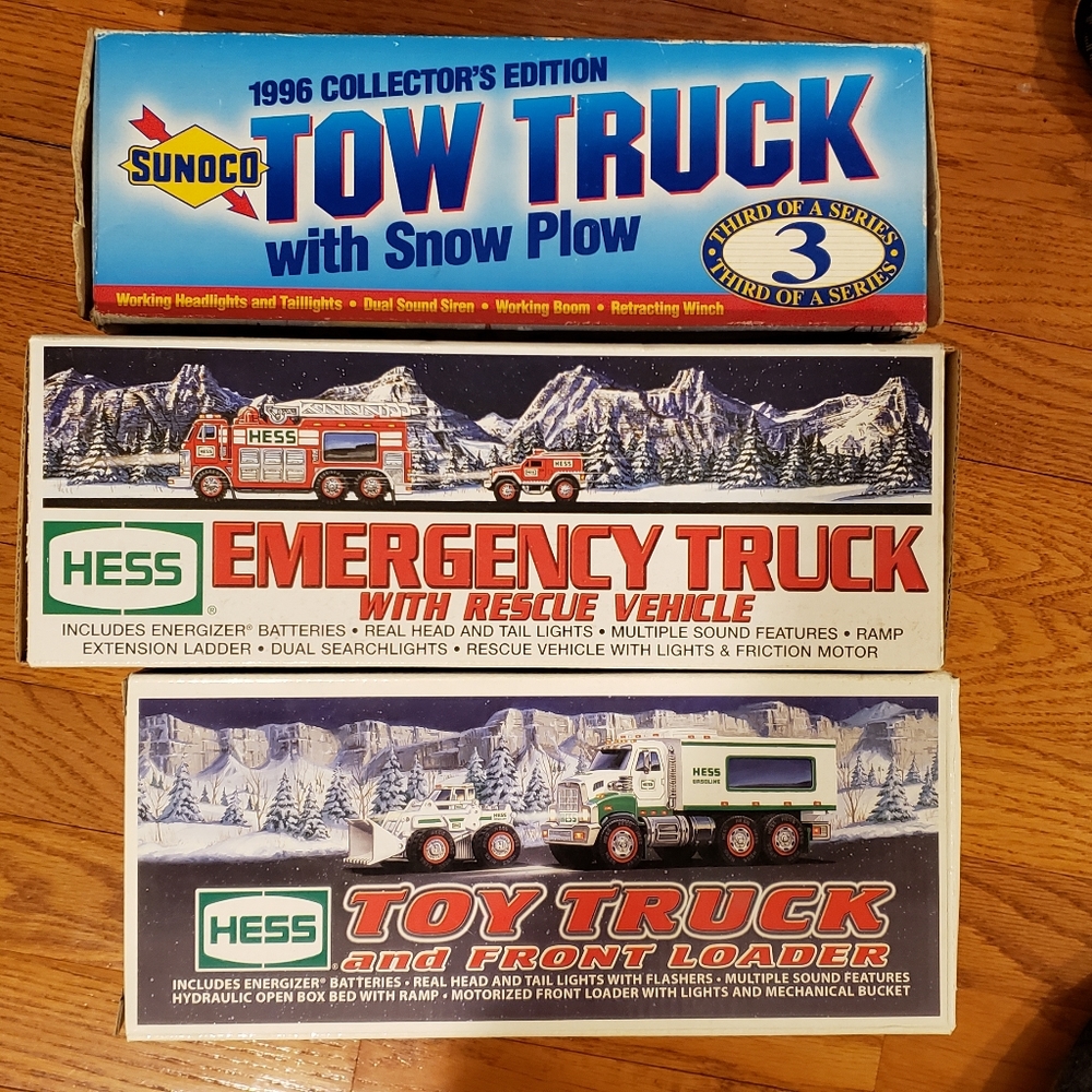 Sonoco Toy Truck, Emergency Truck with rescue vehicle, and Front loader
